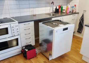 Läckande diskmaskin torkning